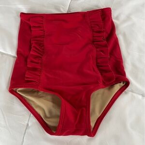 Kortni Jeane girls high waisted ruffle swim bottoms sz 6/7 girls